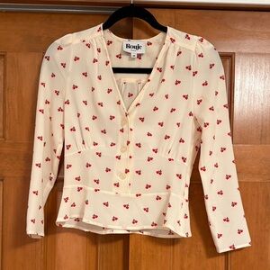 Rouje Cream Cherry Print Blouse